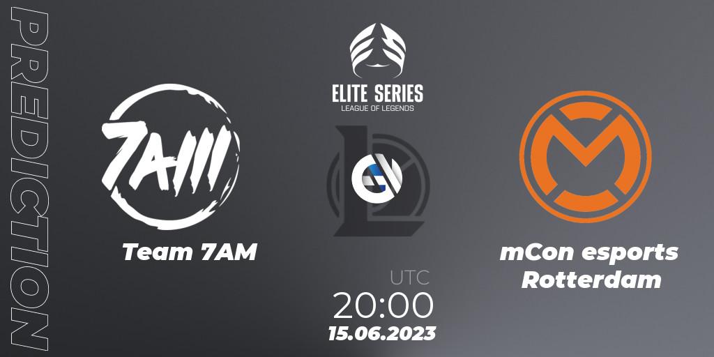 Pronósticos Team 7AM - mCon esports Rotterdam. 15.06.2023 at 20:00. Elite Series Summer 2023 - LoL