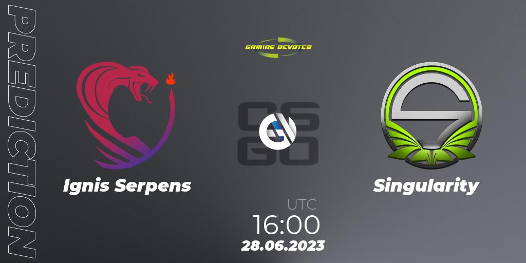 Pronósticos Ignis Serpens - Singularity. 28.06.23. Gaming Devoted Become The Best: Series #2 - CS2 (CS:GO)