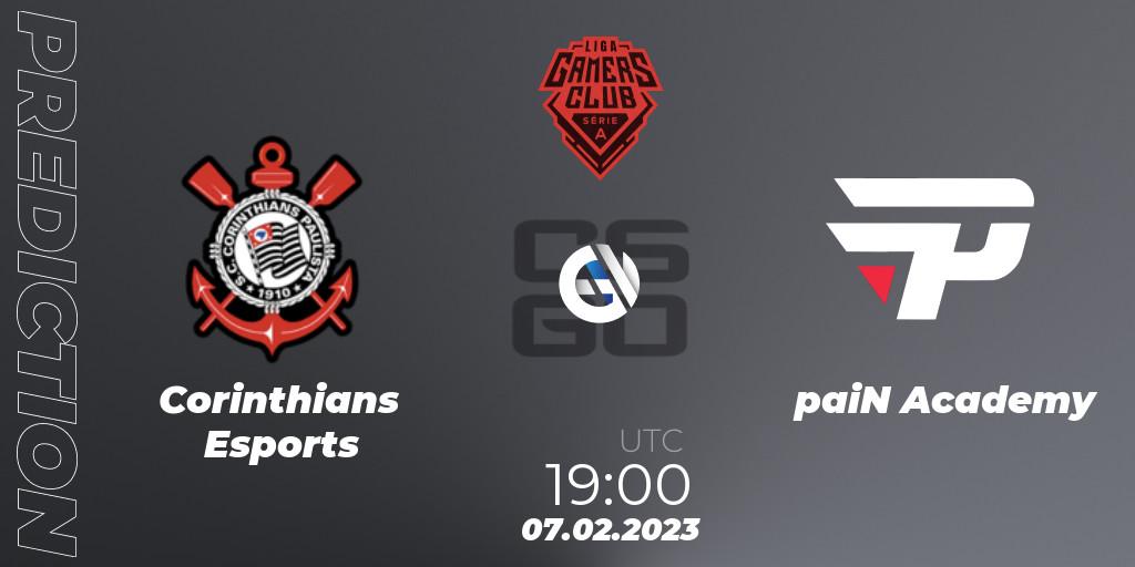 Pronósticos Corinthians Esports - paiN Academy. 07.02.23. Gamers Club Liga Série A: January 2023 - CS2 (CS:GO)