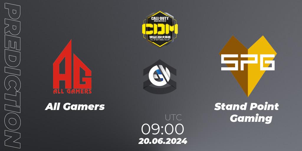 Pronósticos All Gamers - Stand Point Gaming. 04.07.2024 at 09:00. China Masters 2024 S8: Regular Season - Call of Duty
