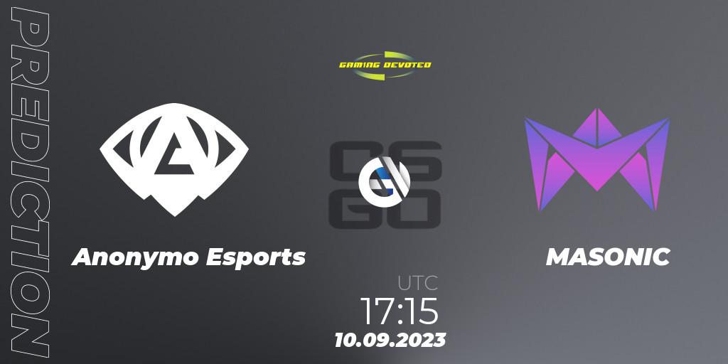 Pronósticos Anonymo Esports - MASONIC. 10.09.23. Gaming Devoted Become The Best - CS2 (CS:GO)