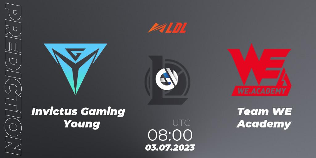 Pronósticos Invictus Gaming Young - Team WE Academy. 03.07.23. LDL 2023 - Regular Season - Stage 3 - LoL