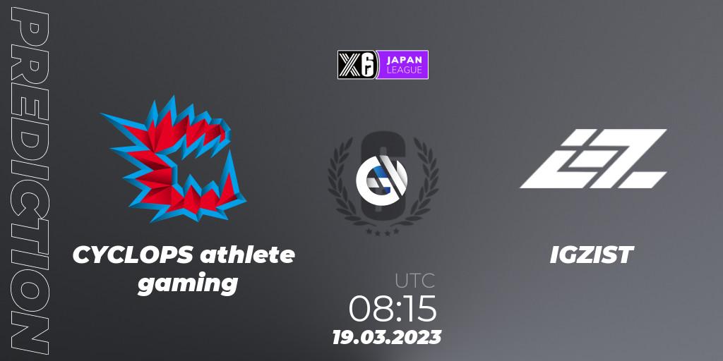 Pronósticos CYCLOPS athlete gaming - IGZIST. 19.03.23. Japan League 2023 - Stage 1 - Rainbow Six