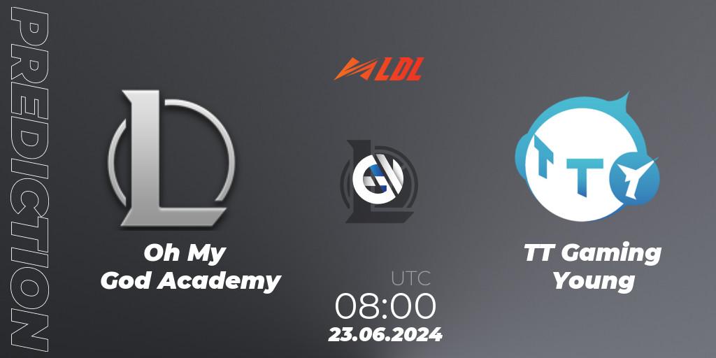 Pronósticos Oh My God Academy - TT Gaming Young. 23.06.2024 at 08:00. LDL 2024 - Stage 3 - LoL