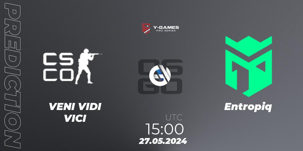 Pronósticos VENI VIDI VICI - Entropiq. 27.05.2024 at 15:00. Y-Games PRO Series 2024 - Counter-Strike (CS2)