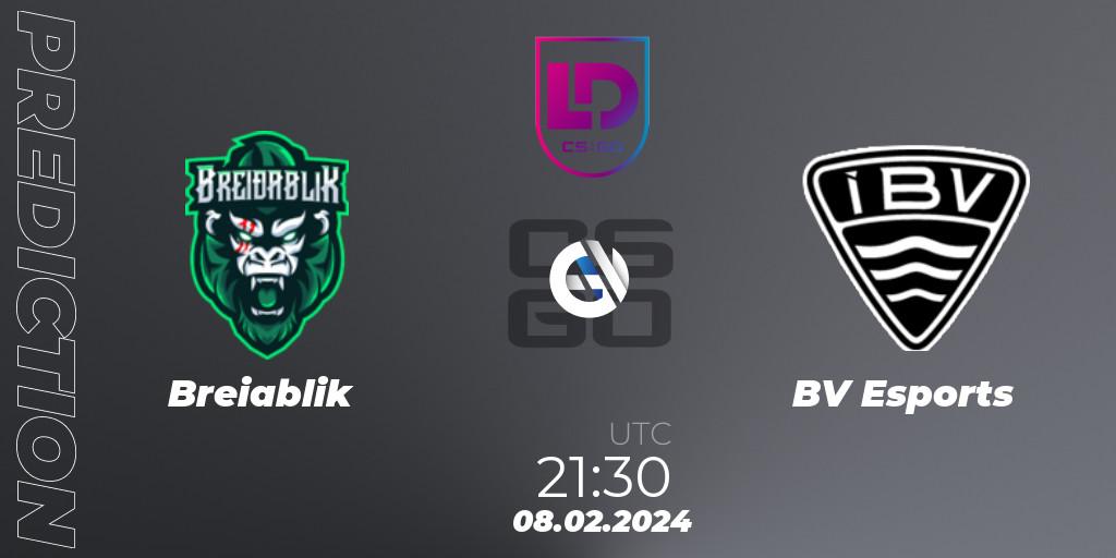 Pronósticos Breiðablik - ÍBV Esports. 08.02.2024 at 19:30. Icelandic Esports League Season 8: Regular Season - Counter-Strike (CS2)