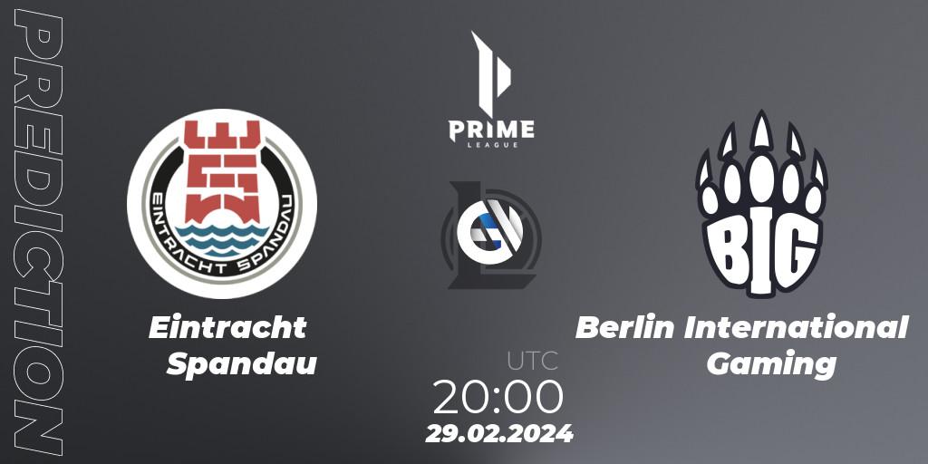 Pronósticos Eintracht Spandau - Berlin International Gaming. 29.02.24. Prime League Spring 2024 - Group Stage - LoL