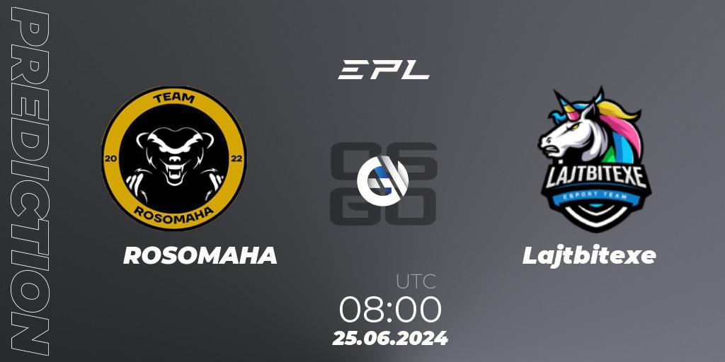 Pronósticos ROSOMAHA - Lajtbitexe. 25.06.2024 at 08:00. European Pro League Season 18: Division 2 - Counter-Strike (CS2)