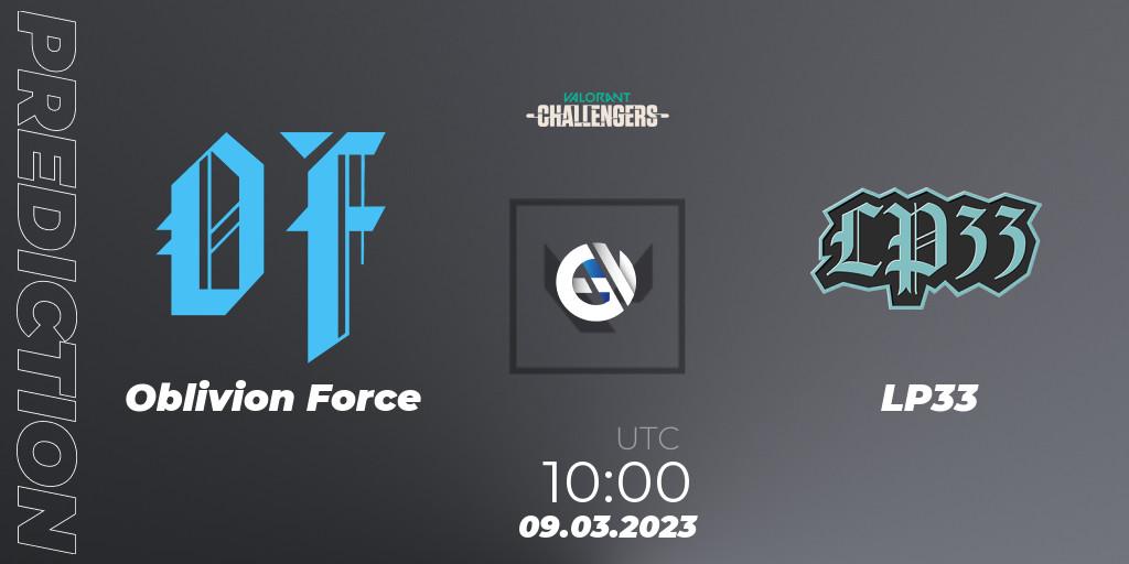 Pronósticos Oblivion Force - LP33. 09.03.2023 at 10:00. VALORANT Challengers 2023: Hong Kong and Taiwan Split 1 - VALORANT