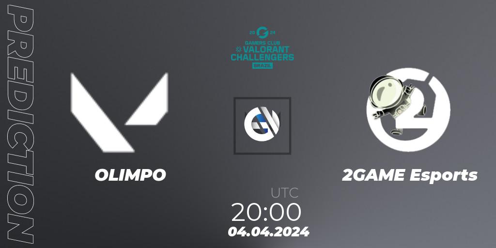 Pronósticos OLIMPO - 2GAME Esports. 04.04.2024 at 20:00. VALORANT Challengers Brazil 2024: Split 1 - VALORANT