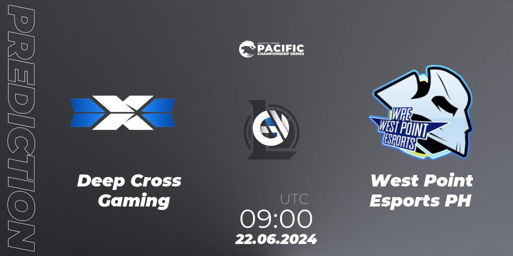 Pronósticos Deep Cross Gaming - West Point Esports PH. 22.06.2024 at 09:00. PCS Summer 2024 - LoL