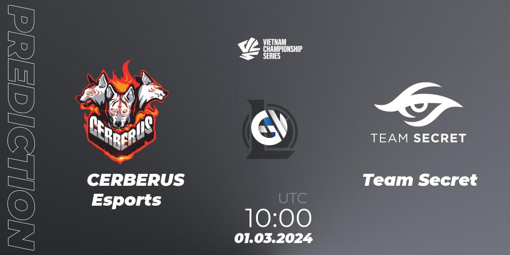Pronósticos CERBERUS Esports - Team Secret. 01.03.24. VCS Dawn 2024 - Group Stage - LoL