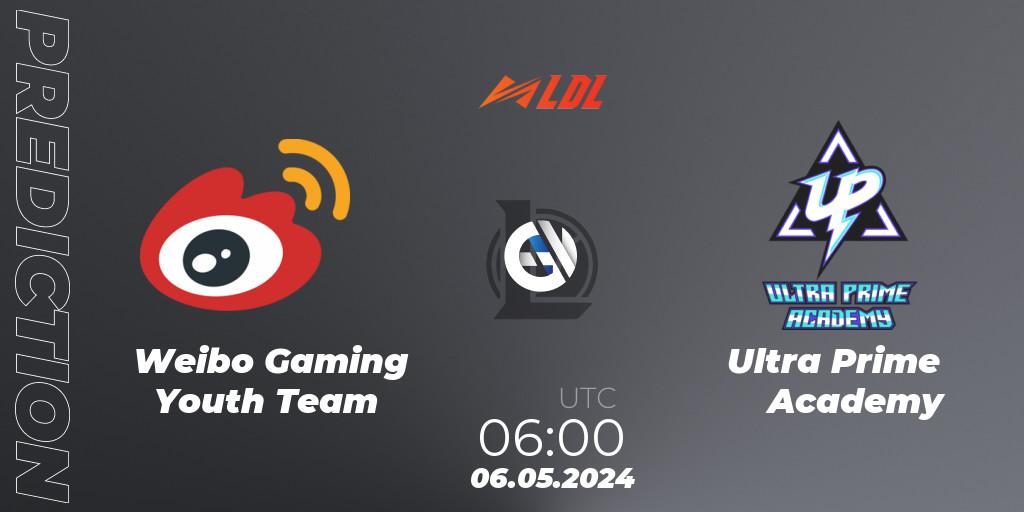 Pronósticos Weibo Gaming Youth Team - Ultra Prime Academy. 06.05.2024 at 06:00. LDL 2024 - Stage 2 - LoL