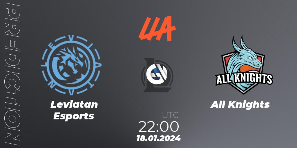 Pronósticos Leviatan Esports - All Knights. 18.01.2024 at 22:00. LLA 2024 Opening Group Stage - LoL