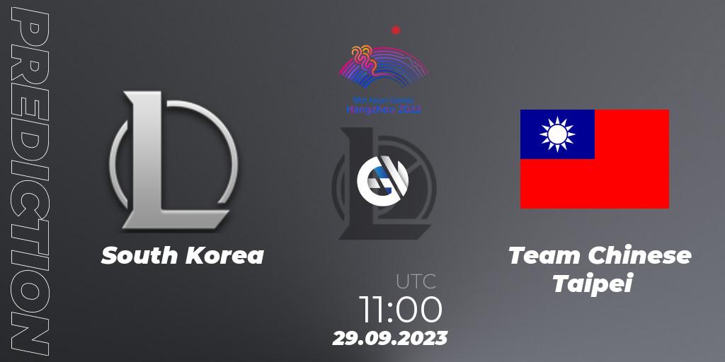 Pronósticos Korea Team - Team Chinese Taipei. 29.09.23. 2022 Asian Games - LoL