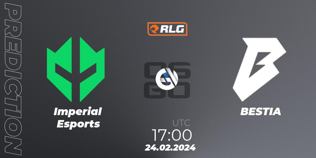 Pronósticos Imperial Esports - BESTIA. 24.02.2024 at 17:00. RES Latin American Series #1 - Counter-Strike (CS2)