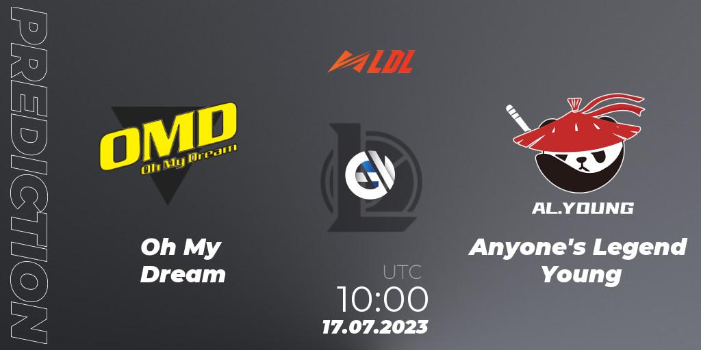 Pronósticos Oh My Dream - Anyone's Legend Young. 17.07.23. LDL 2023 - Regular Season - Stage 3 - LoL