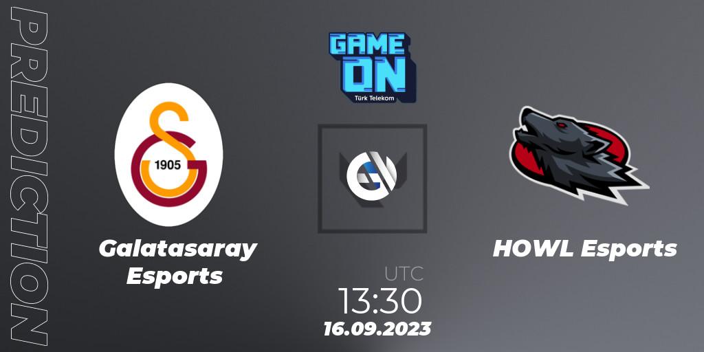Pronósticos Galatasaray Esports - HOWL Esports. 16.09.2023 at 13:30. GAMEON VALORANT Tournament - VALORANT