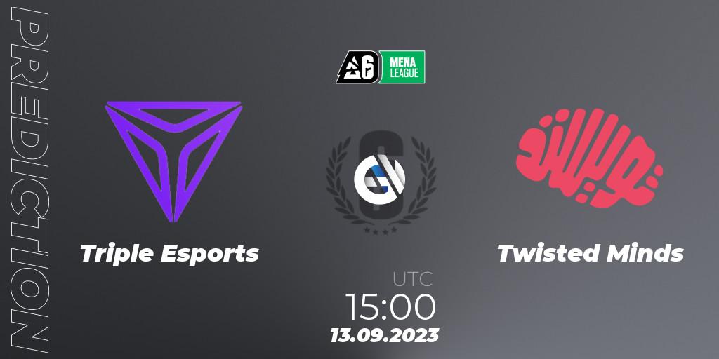 Pronósticos Triple Esports - Twisted Minds. 13.09.2023 at 15:00. MENA League 2023 - Stage 2 - Rainbow Six
