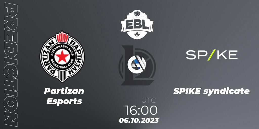 Pronósticos Partizan Esports - SPIKE syndicate. 06.10.2023 at 16:00. Esports Balkan League Pro-Am 2023 - LoL