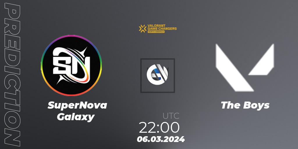 Pronósticos SuperNova Galaxy - The Boys. 06.03.2024 at 22:00. VCT 2024: Game Changers North America Series Series 1 - VALORANT