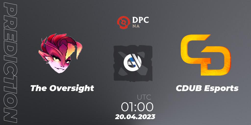 Pronósticos The Oversight - CDUB Esports. 20.04.2023 at 00:55. DPC 2023 Tour 2: NA Division II (Lower) - Dota 2