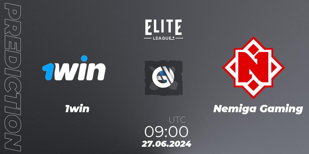 Pronósticos 1win - Nemiga Gaming. 27.06.2024 at 09:20. Elite League Season 2: Eastern Europe Closed Qualifier - Dota 2