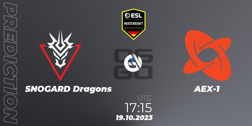 Pronósticos SNOGARD Dragons - AEX-1. 19.10.2023 at 17:15. ESL Meisterschaft: Autumn 2023 - Counter-Strike (CS2)