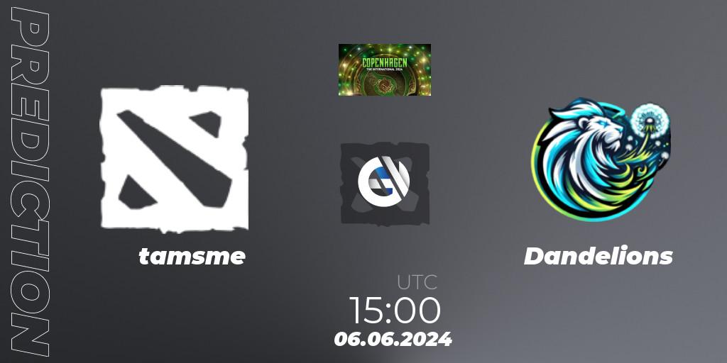 Pronósticos tamsme - Dandelions. 06.06.2024 at 15:00. The International 2024: Western Europe Open Qualifier #1 - Dota 2