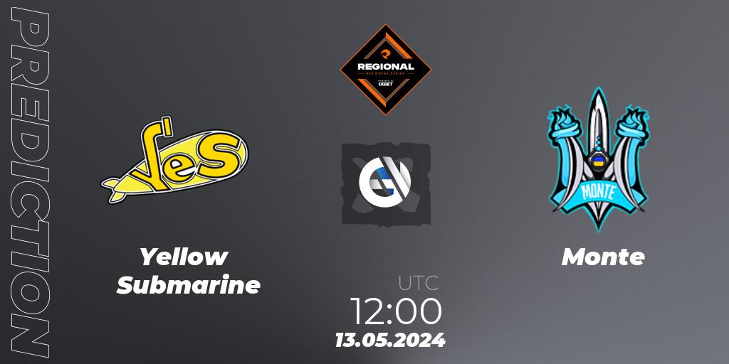 Pronósticos Yellow Submarine - Monte. 13.05.2024 at 12:20. RES Regional Series: EU #2 - Dota 2