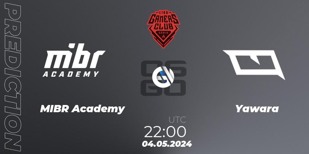 Pronósticos MIBR Academy - Yawara. 04.05.2024 at 22:00. Gamers Club Liga Série A: April 2024 - Counter-Strike (CS2)