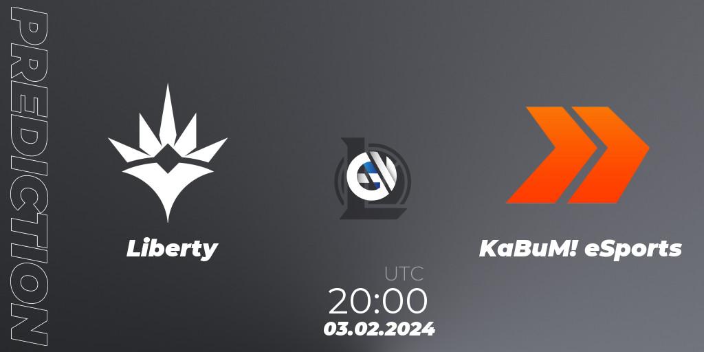Pronósticos Liberty - KaBuM! eSports. 03.02.2024 at 20:00. CBLOL Split 1 2024 - Group Stage - LoL