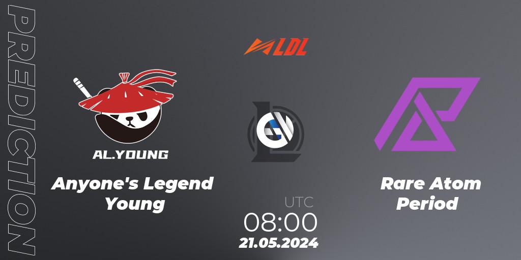 Pronósticos Anyone's Legend Young - Rare Atom Period. 21.05.2024 at 08:00. LDL 2024 - Stage 2 - LoL