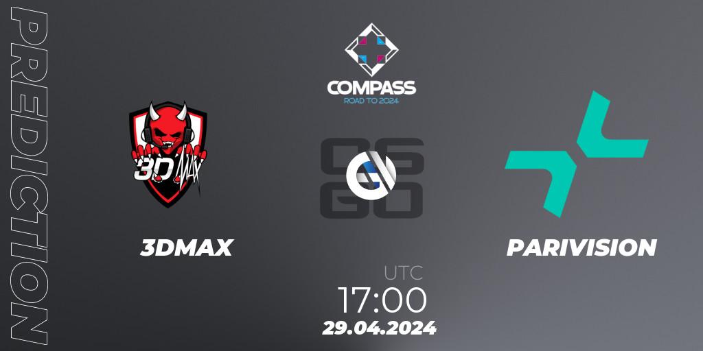 Pronósticos 3DMAX - PARIVISION. 29.04.2024 at 17:10. YaLLa Compass Spring 2024 - Counter-Strike (CS2)