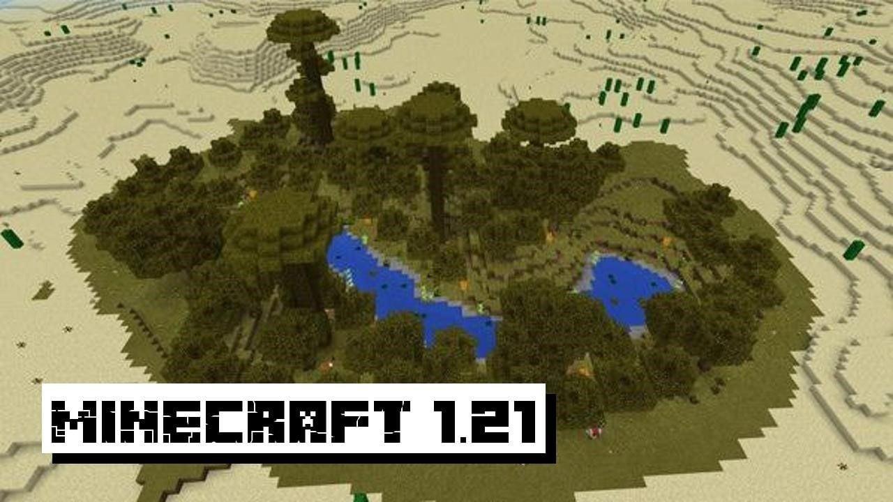 Transfere Minecraft versão 1.21 e 1.21.0: assiste a uma tempestade de areia no deserto, procura um oásis, alimenta os habitantes da selva com bananas e muito mais!