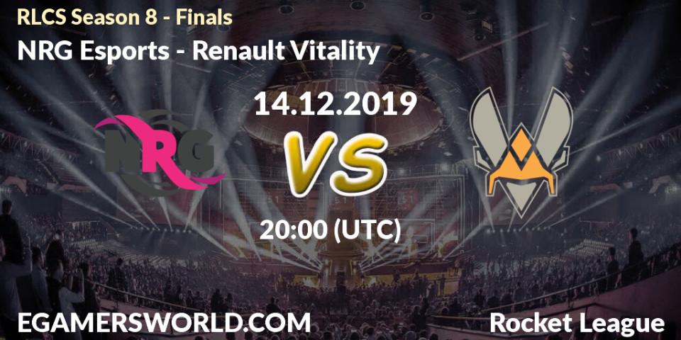 Pronósticos NRG Esports - Renault Vitality. 14.12.19. RLCS Season 8 - Finals - Rocket League