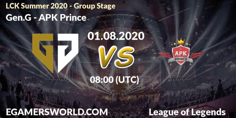 Pronósticos Gen.G - SeolHaeOne Prince. 01.08.20. LCK Summer 2020 - Group Stage - LoL