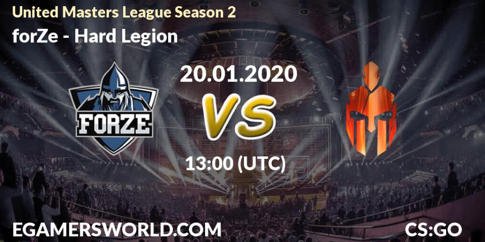 Pronósticos forZe - Hard Legion. 20.01.20. United Masters League Season 2 - CS2 (CS:GO)