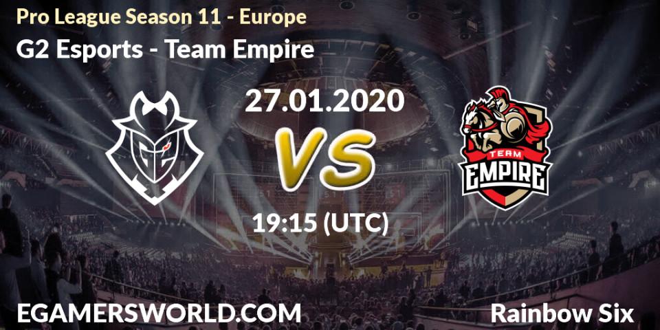 Pronósticos G2 Esports - Team Empire. 27.01.20. Pro League Season 11 - Europe - Rainbow Six