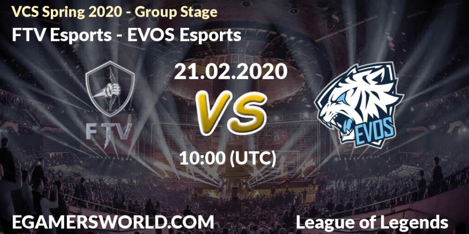 Pronósticos FTV Esports - EVOS Esports. 21.02.20. VCS Spring 2020 - Group Stage - LoL