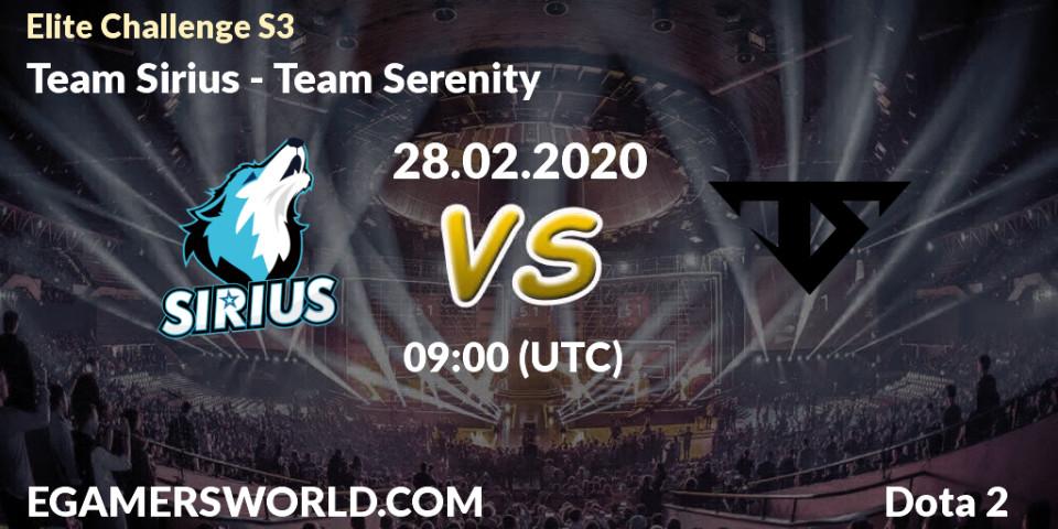 Pronósticos Team Sirius - Team Serenity. 28.02.20. Elite Challenge S3 - Dota 2