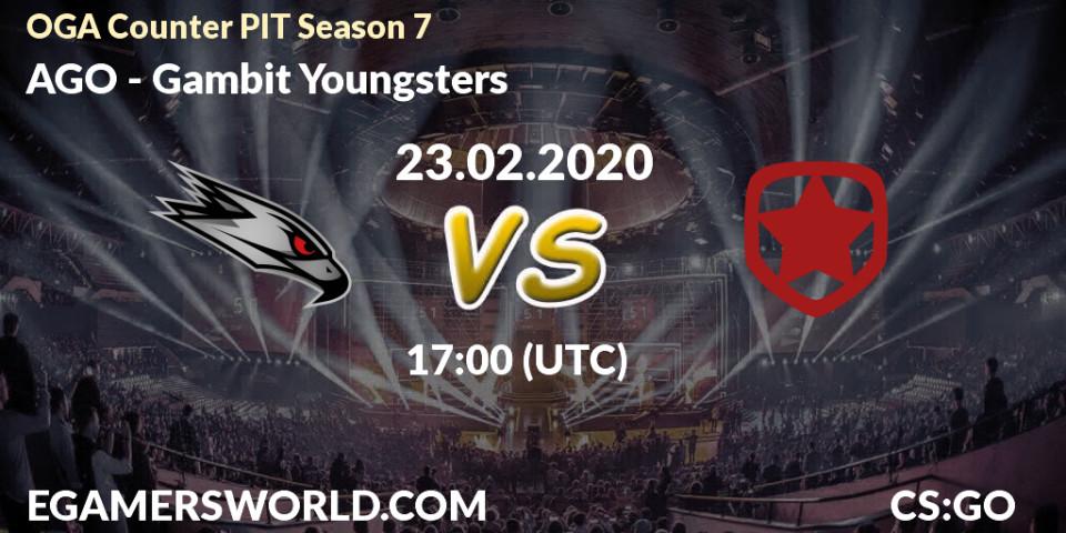 Pronósticos AGO - Gambit Youngsters. 23.02.20. OGA Counter PIT Season 7 - CS2 (CS:GO)