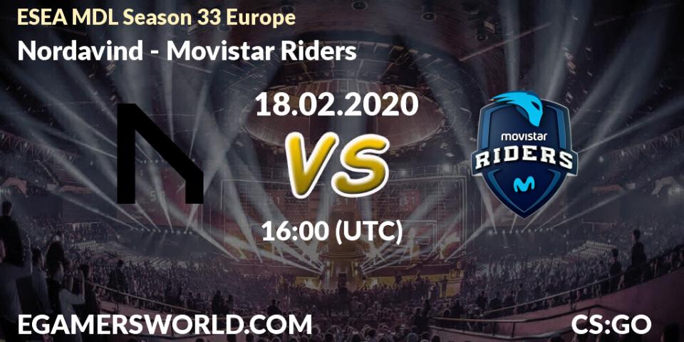 Pronósticos Nordavind - Movistar Riders. 18.02.20. ESEA MDL Season 33 Europe - CS2 (CS:GO)