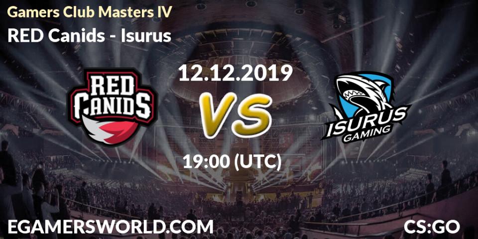 Pronósticos RED Canids - Isurus. 12.12.19. Gamers Club Masters IV - CS2 (CS:GO)