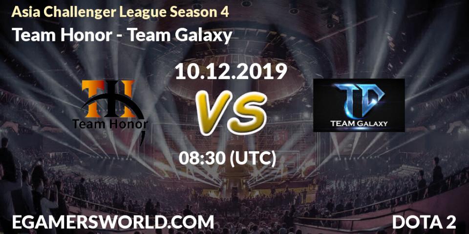 Pronósticos Team Honor - Team Galaxy. 10.12.19. Asia Challenger League Season 4 - Dota 2