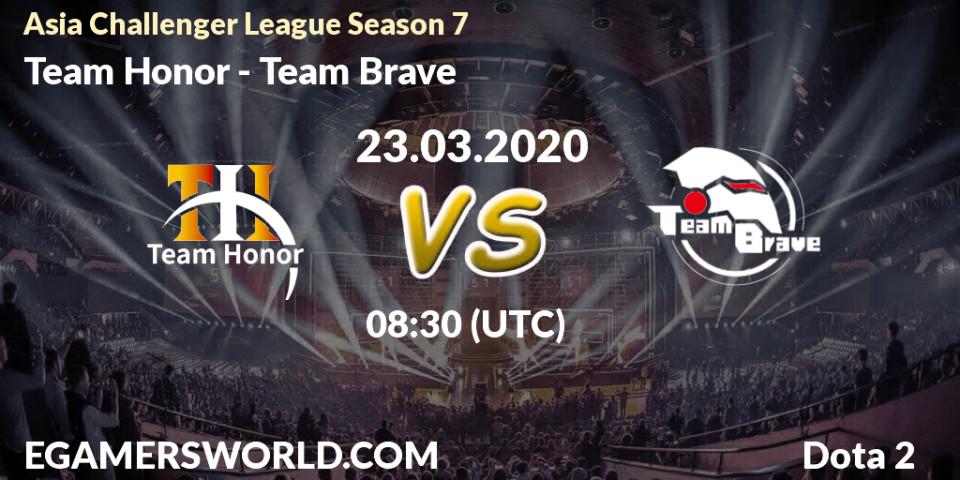 Pronósticos Team Honor - Team Brave. 23.03.20. Asia Challenger League Season 7 - Dota 2