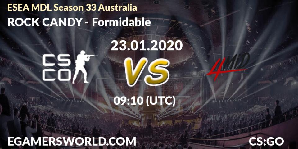 Pronósticos ROCK CANDY - Formidable. 23.01.20. ESEA MDL Season 33 Australia - CS2 (CS:GO)