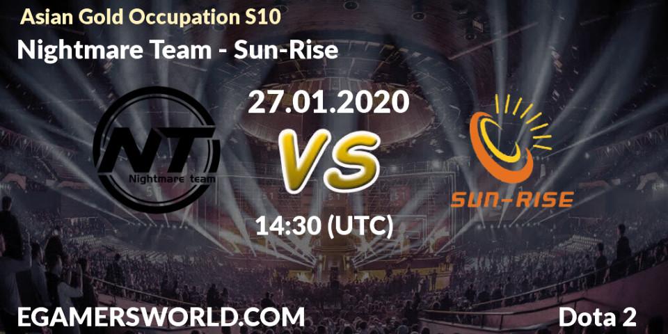 Pronósticos Nightmare Team - Sun-Rise. 27.01.20. Asian Gold Occupation S10 - Dota 2