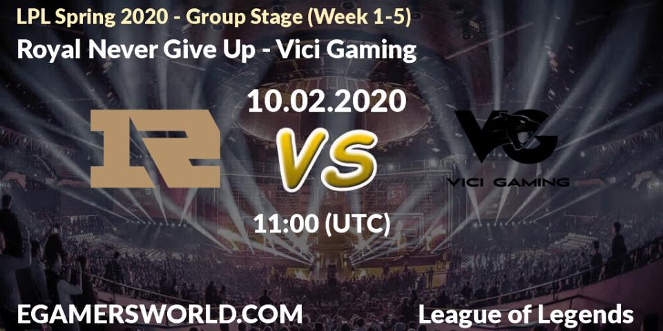 Pronósticos Royal Never Give Up - Vici Gaming. 20.03.20. LPL Spring 2020 - Group Stage (Week 1-4) - LoL