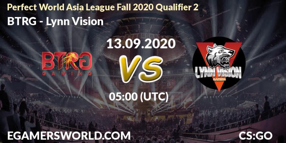 Pronósticos BTRG - Lynn Vision. 13.09.20. Perfect World Asia League Fall 2020 Qualifier 2 - CS2 (CS:GO)